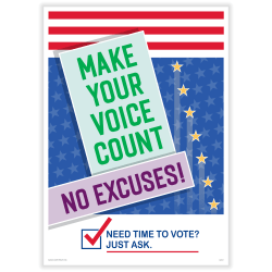 ComplyRight™ Get Out The Vote Posters, Make Your Voice Count, English, 10" x 14", Pack Of 3 Posters