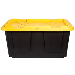 Office Depot® Brand by GreenMade® Professional Storage Tote With Handles/Snap Lid, 27 Gallon, 30-1/10" x 20-1/4" x 14-3/4", Black/Yellow
