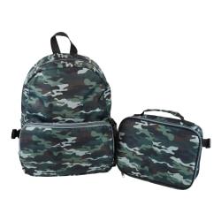 Office Depot® Brand School Backpack And Lunch Box Set, Green Camouflage, Total Qty 1