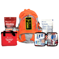 First Aid Only Trauma Backpack Kit, 18"H x 13"W x 6"D, Bright Orange