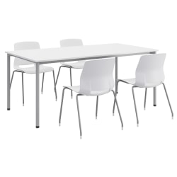 KFI Studios Dailey Table With 4 Chairs, White/Silver