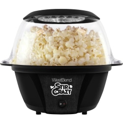 West Bend Stir Crazy Popcorn Maker, 10-3/16" x 11-1/16" x 12-1/4", Black