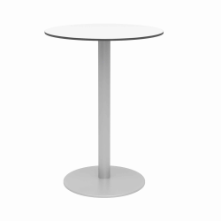 KFI Studios Eveleen Round Outdoor Bistro Patio Table, 41"H x 30"W x 30"D, Designer White/Silver