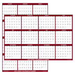 2025 SwiftGlimpse Daily/Yearly Wall Calendar, 18" x 24", Maroon, January 2025 To December 2025, SG 2025 MAR