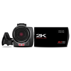 Minolta 2.7K Quad HD 16x Digital Zoom IR Night Vision Video Camcorder, Black, MN2K10NV-BK