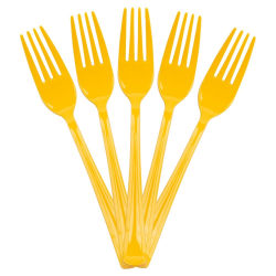 JAM PAPER Premium Utensils Party Pack, Plastic Forks, Yellow, 48 Disposable Forks/Pack