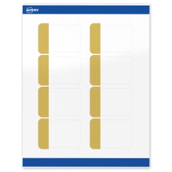 Avery® Print-To-The-Edge Labels With Sure Feed® Technology, S00-DJK-PRWGP10, Rectangle, 2"x3", Glossy White, Preprinted Dipped Gold Edge Design, Pack Of 80