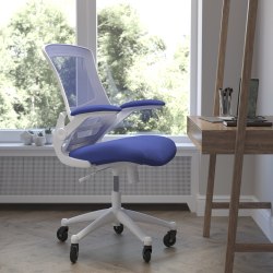 Flash Furniture Kelista Ergonomic Mesh Mid-Back Swivel Task Chair, Blue/White