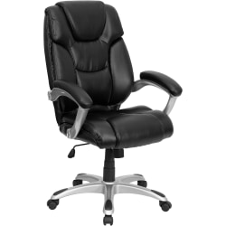 Flash Furniture Ergonomic LeatherSoft High-Back Layered Upholstered Executive Office Chair, Black, GO931HBK