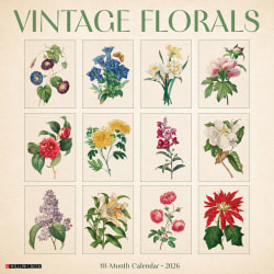 2026 Willow Creek Press Art & Design Monthly Wall Calendar, 12" x 12", Vintage Florals, January To December, 56240