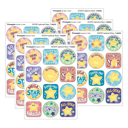 TREND Stinky Stickers, SCENT-sational Stars, Pineapple Scent, 48 Per Pack, Set Of 6 Packs