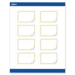 Avery® Print-To-The-Edge Labels With Sure Feed® Technology, S00-DMP-PRWMP10, Rectangle, 2" x 3", Matte White, Preprinted Double Gold Border with Florals Design, Pack Of 80