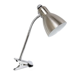 Simple Designs Adjustable Clip Light Desk Lamp, Adjustable Height, 14-3/16"H, Brushed Nickel