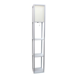 Simple Designs Floor Lamp With Etagere Organizer, 62-3/4"H, White Shade/Gray Base