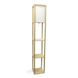 Simple Designs Floor Lamp With Etagere Organizer, 62-3/4"H, White Shade/Tan Base