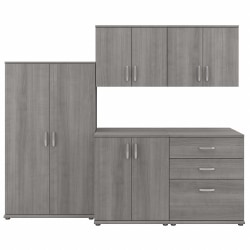 Bush® Business Furniture Universal 92"W 5-Piece Modular Storage Set With Floor And Wall Cabinets, Platinum Gray, Standard Delivery