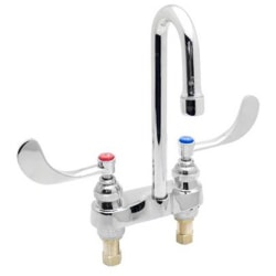 T&S Brass Deck-Mount Medical Faucet, 3" Spout, 4" Centerset, Stainless