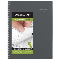 2025 AT-A-GLANCE® DayMinder Monthly Planner, 8-1/2" x 11", Gray, January To December