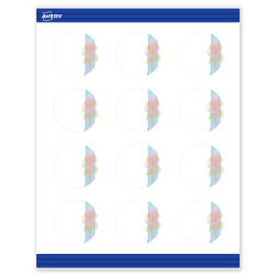 Avery® Printable Round Cards With Sure Feed® Technology, 2", Matte White With Preprinted Watercolor/Gold Leaf Design, Pack Of 120