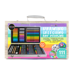 Art 101 Drawing, Sketching and Doodle Wood 111-Piece Art Set