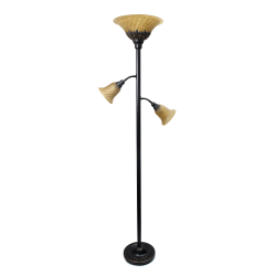 Elegant Designs 3-Light Floor Lamp, 71"H, Champagne Shade/Restoration Bronze Base
