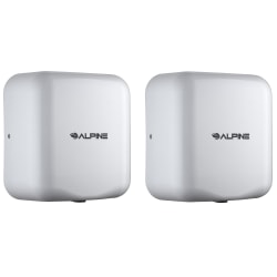 Alpine Industries Hemlock 220-Volt Commercial Automatic High-Speed Electric Hand Dryers, White, Pack Of 2 Dryers