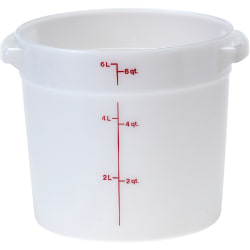 Cambro Poly Round Food Storage Containers, 6 Qt, White, Pack Of 12 Containers