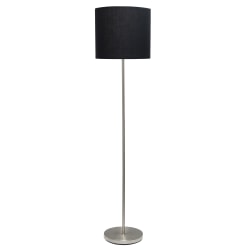 Simple Designs Floor Lamp, 58"H, Black Shade/Brushed Nickel Base