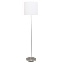 Simple Designs Floor Lamp, 58"H, White Shade/Brushed Nickel Base