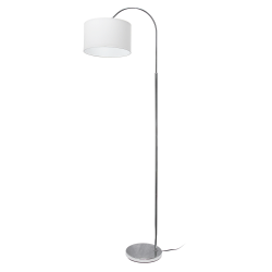 Simple Designs Arched Floor Lamp, 65"H, White Shade/Brushed Nickel Base