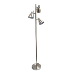 Simple Designs 3-Light Tree Floor Lamp, 63-3/8", Brushed Nickel Shade/ Brushed Nickel Base