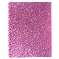 Top Flight Fashion 1-Subject Notebook, 8" x 10", 70 Sheets, Pink Glitter