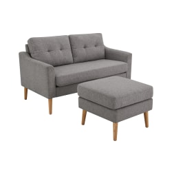 Lifestyle Solutions Serta Iona Loveseat And Ottoman Set, 34-1/3"H x 56-1/8"W x 30-1/2"D, Charcoal