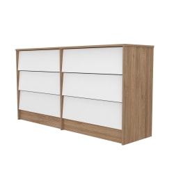 Inval 6-Drawer Dresser, 31"H x 59"W x 15-3/4"D, Amaretto Oak/White