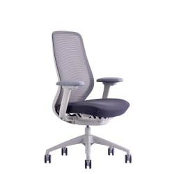 WorkPro® 6000 Series Multifunction Ergonomic Mesh/Fabric High-Back Executive Chair, White Frame/Dark Gray Seat, BIFMA Compliant