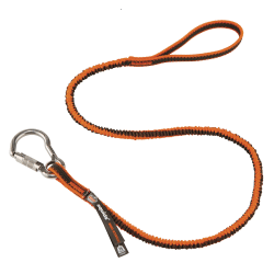 Ergodyne Squids 3101F(X) Tool Lanyards With Single Stainless Carabiner, 15 Lb, 48", Orange/Gray, Pack Of 6 Lanyards