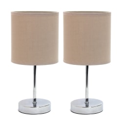 Simple Designs Mini Basic Table Lamps, 11"H, Gray Shade/Chrome Base, Set Of 2 Lamps