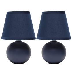 Simple Designs Mini Ceramic Globe Table Lamps, 8-11/16"H, Blue, Set Of 2 Lamps