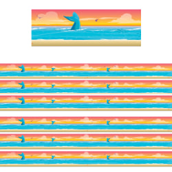 Eureka Extra Wide Deco Trim Packs, 37’ x 3-1/4", Seas the Day Horizon, Set Of 6 Packs