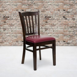 Flash Furniture Vertical Slat Back Restaurant Chair, Burgundy/Walnut