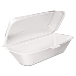 Dart® Foam Hinged-Lid Containers, Hoagie, 3-5/16"H x 5-5/16"W x 9-13/16"D, White, 125 Containers Per Bag, Carton Of 4 Bags