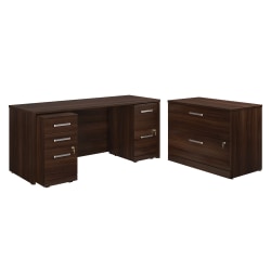 Sauder® Affirm 72"W Desk With 2-Drawer And 3-Drawer Mobile Pedestal Files And 2-Drawer Lateral File, Noble Elm