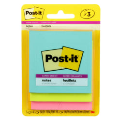 Post-it Super Sticky Notes, 3 in x 3 in, 3 Pads, 45 Sheets/Pad, 2x the Sticking Power, Supernova Neons Collection