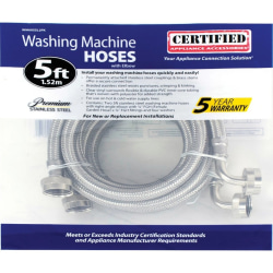 Certified Appliance Accessories 2 PK Braided Stainless Steel Washing Machine Hoses - 60" - Silver, Stainless Steel - WM60SS2PK