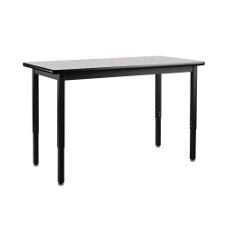 National Public Seating Heavy Duty Height-Adjustable Steel Table, 37-1/4"H x 60"W x 30"D, Titanium EV/Black
