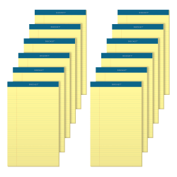 TOPS™ Double Docket™ Writing Pads, 8 1/2" x 14", Legal Ruled, 50 Sheets, Canary, Pack Of 12 Pads