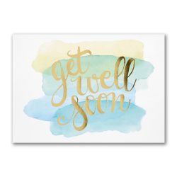 Custom Embellished Get Well Greeting Cards With Blank Foil-Lined Envelopes, 7-7/8" x 5-5/8", Watercolor Get Well, Box Of 25 Cards