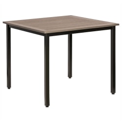 Lorell™ Faux Wood Square Outdoor Table, Charcoal/Black