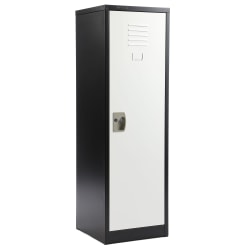 Alpine 1-Tier Steel Lockers, 48"H x 15"W x 15"D, Black/White, Set Of 2 Lockers