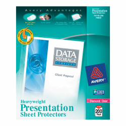Avery® Diamond Clear Heavyweight Sheet Protectors, 8 1/2" x 11", Top Loading, Pack Of 200